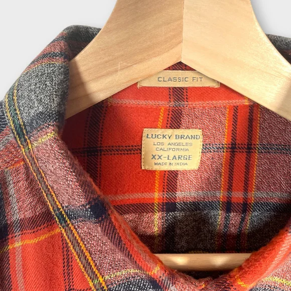 LUCKY BRAND Button Up Shirt Mens 2XL Classic Fit Light Flannel Casual EUC - Picture 3 of 7